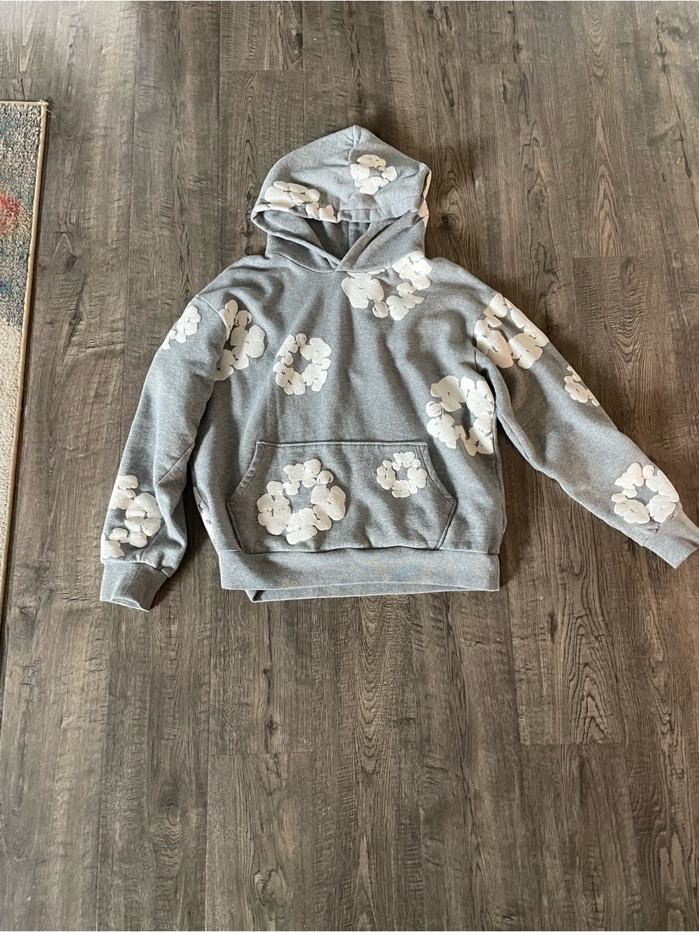 Grey Floral Hoodie Sweatshirt - Unbranded